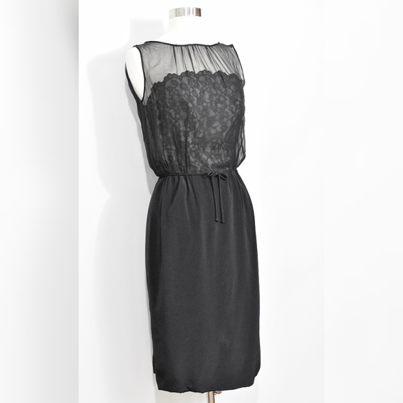 Vintage 50s/60s Black Illusion Wiggle Dress - Picture 7 of 8